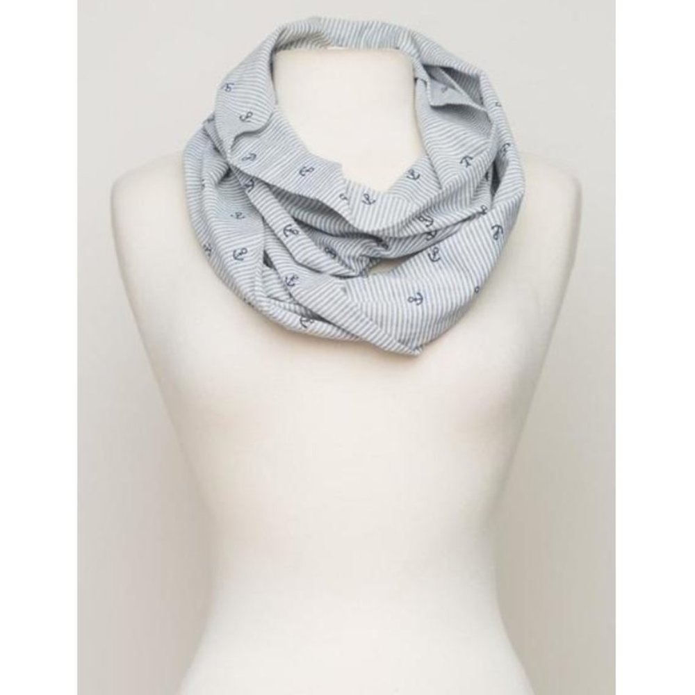 Navy Pin Stripe Nautical Infinity Scarf